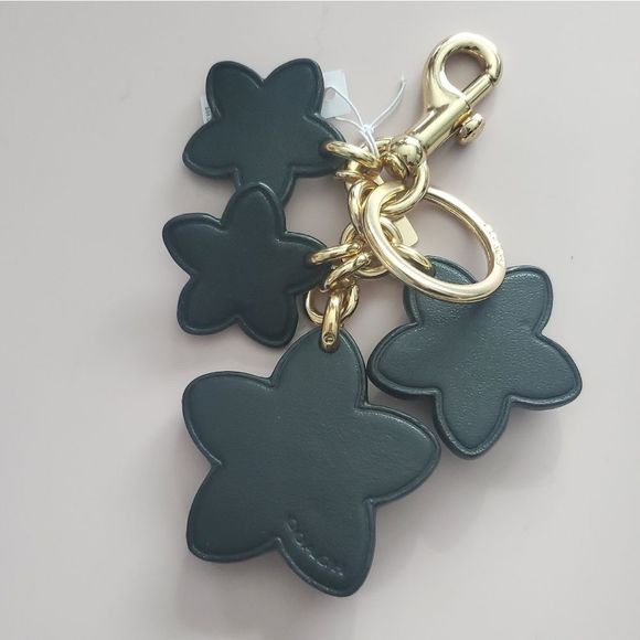 Coach Black Floral Cluster Keychain/ Charm - Picture 3 of 5